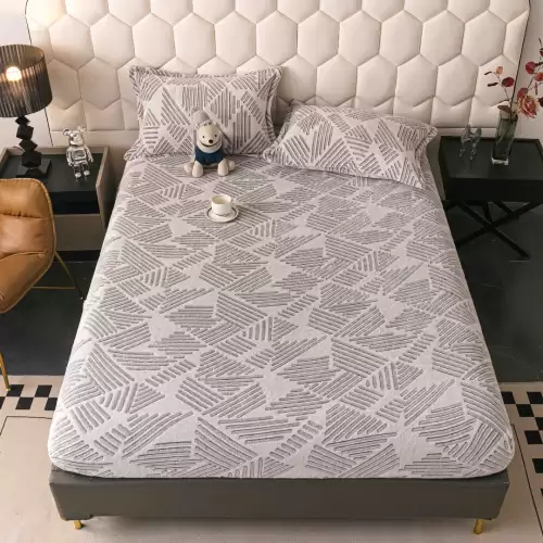 Cearsaf CoCoLiNo, JoJo Home, cu Elastic, 180x200x25cm, 2 fete de perne, 50x70cm, Gri, dungi