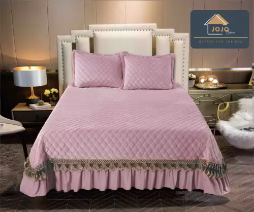 Cuvertura Pat 2 Persoane Catifea de Lux , Set 3 Piese Elegante