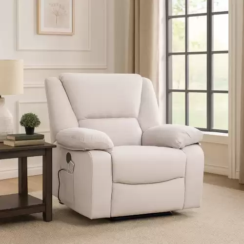 Fotoliu Cu Masaj Si Incalzire, Recliner Electric, Bej