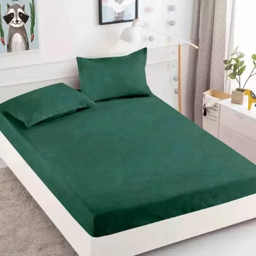 Husa Din Bumbac Tip Finet Cu Elastic 1 Persoana, Verde