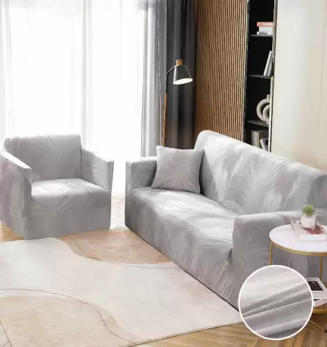 Husa Elastica Pentru Canapea 3 Locuri - L - Jojo Home, Gri, pene