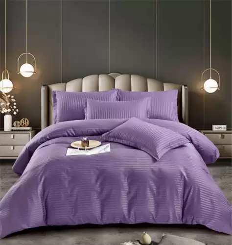 Lenjerie pat dublu 100% Damasc PREMIUM, 6 Piese, cu elastic