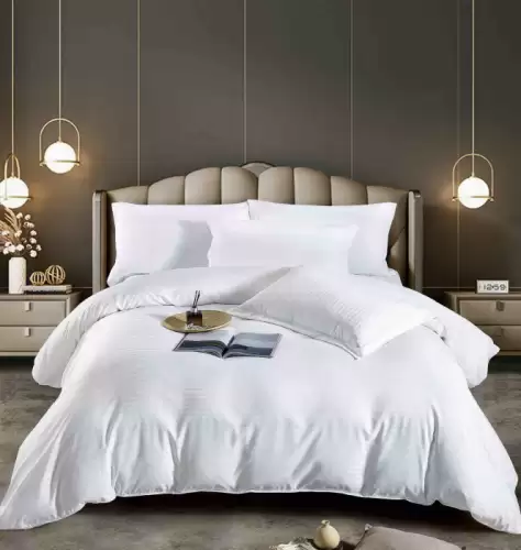 Lenjerie pat dublu 100% Damasc PREMIUM, 6 Piese, cu elastic