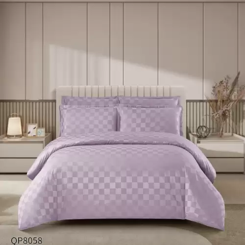 Lenjerie pat dublu, 4 Piese 100% Damasc PREMIUM, cu elastic