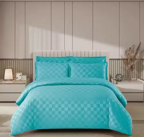 Lenjerie pat dublu, 4 Piese 100% Damasc PREMIUM, cu elastic