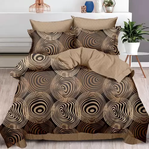 Lenjerie pat dublu, Finet, 6 piese, Maro, abstract