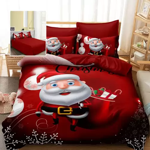 Lenjerie pat finet 3d 6 piese craciun f-xmas68