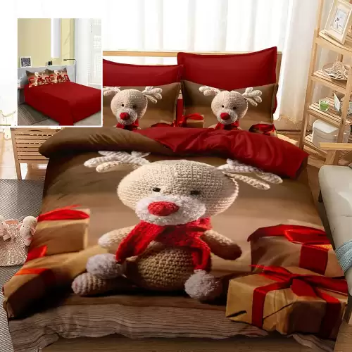 Lenjerie pat finet 3d 6 piese craciun f-xmas74