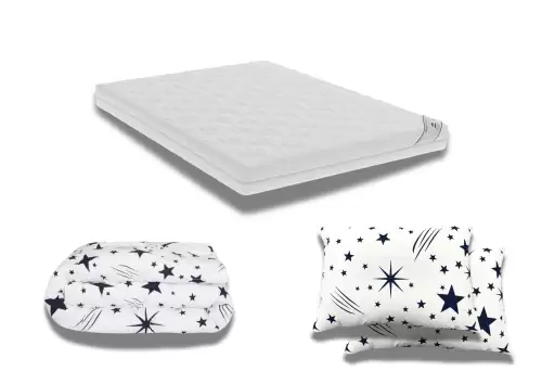 Pachet Promo: Saltea HypoallergenicMed PolyCotton 140x200x16 + Pilota bumbac Stelute 180x200 + 2 Perne bumbac Stelute 50x70