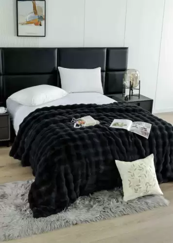 Patura Cocolino Premium cu Blanita de Iepure , Moale si Calduroasa, 200x230 cm