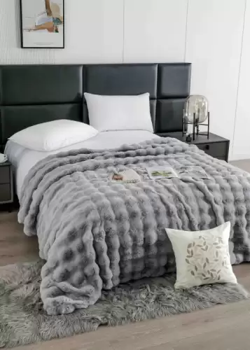 Patura Cocolino Premium cu Blanita de Iepure , Moale si Calduroasa, 200x230 cm