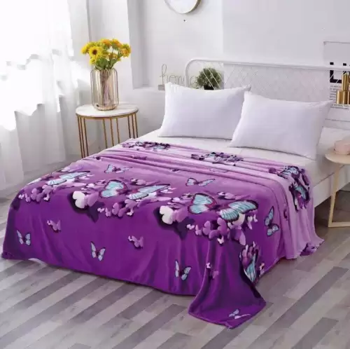 Patura pufoasa cocolino 200x230cm, 240g/mp, Mov, Fluturi