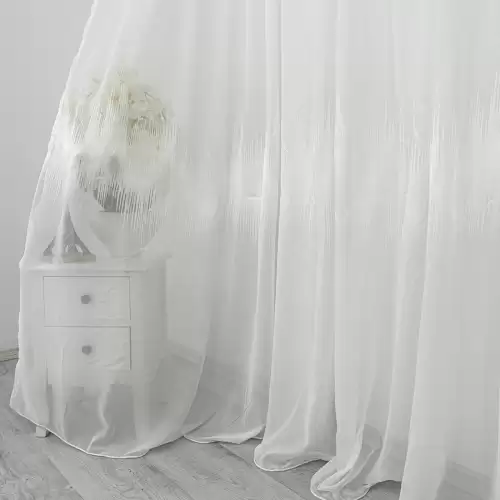 Perdea Harmony din Voal Brodat, Alb, 140cm latime x 260cm inaltime, cu rejansa pt bara