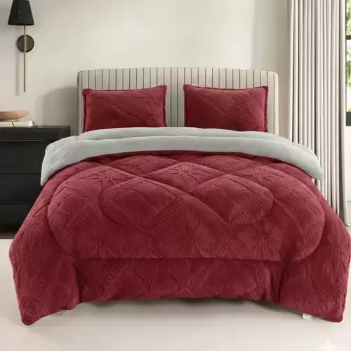 Pilota Cocolino cu blanita 200x230cm si 2 fete de perna 50x70cm, model embosat traditional, Grena