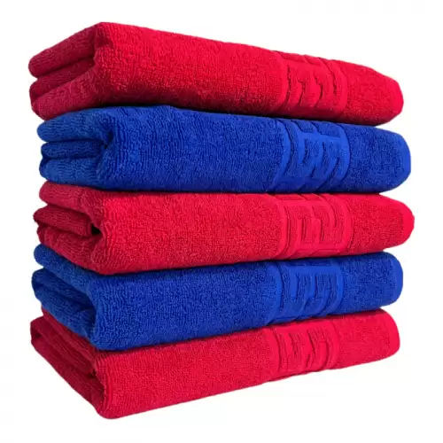 Set 5 Prosoape Baie, Bumbac 100% Albastru,Rosu