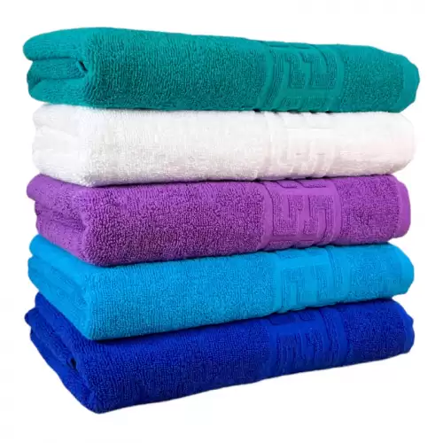 Set 5 Prosoape Baie, Bumbac 100%, Verde Alb Mov Bleu