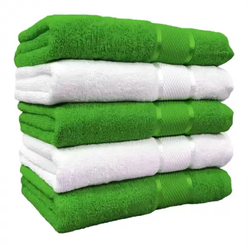 Set 5 Prosoape, Bumbac 100%, 400g m ²,Verde Deschis Alb