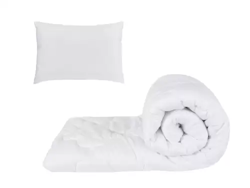 Set alb, pilota 150x200cm 250gsm + 1 perna alba matlasata 50x70cm