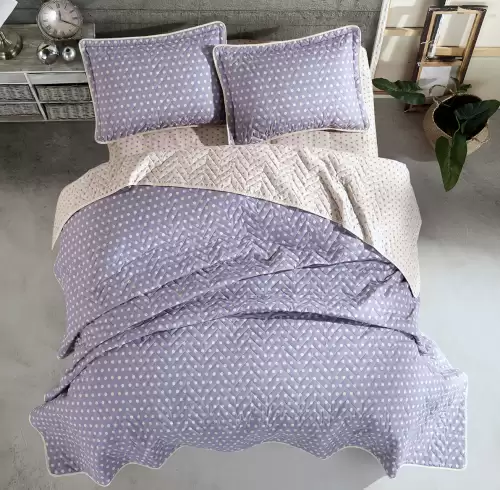 Set cuvertura de pat dublu, 3 piese, Bumbac 100%, 240x260cm, Clasy, OREGON V1 Salmon