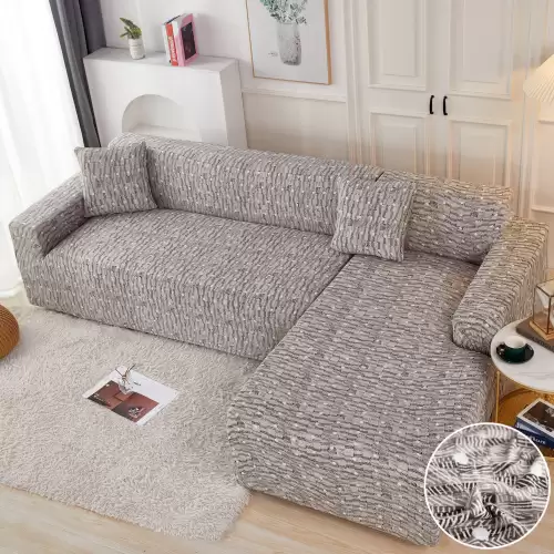 Set husa pentru coltar M + L, Elastica, Jojo Home, Gri, model clasic