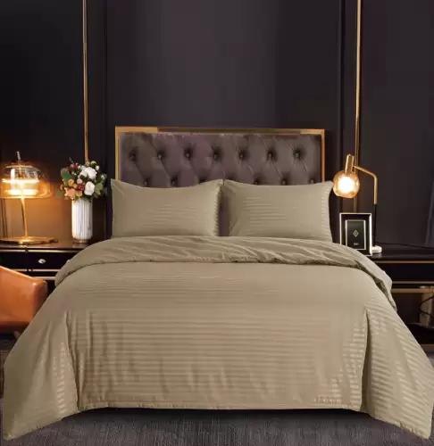 Set Lenjerie Pat Dublu, 4 Piese, Bumbac Damasc, cu Elastic