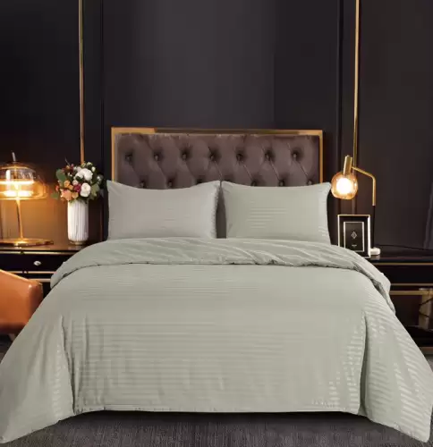 Set Lenjerie Pat Dublu, 4 Piese, Bumbac Damasc, Fara Elastic