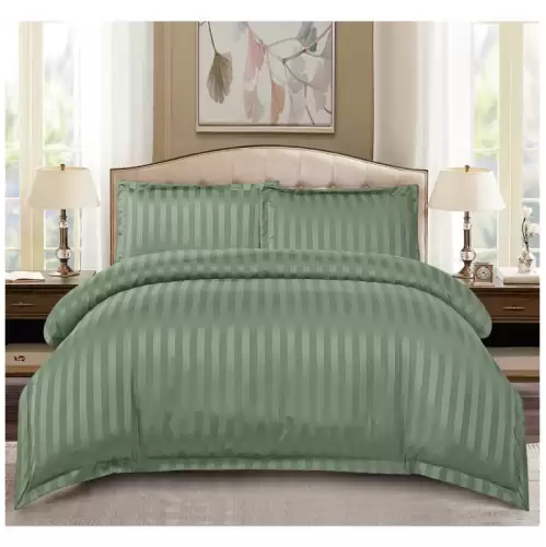 Set Lenjerie Pat Dublu, 4 Piese, Bumbac Damasc Finetat, cu Elastic