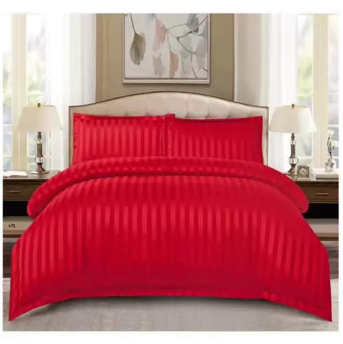 Set Lenjerie Pat Dublu, 4 Piese, Bumbac Damasc Finetat, cu Elastic