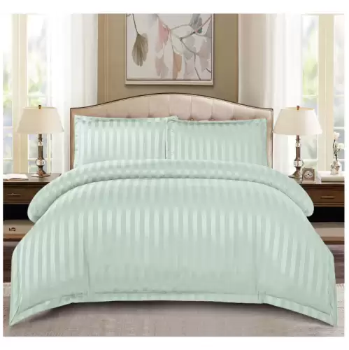 Set Lenjerie Pat Dublu, 4 Piese, Bumbac Damasc Finetat, cu Elastic