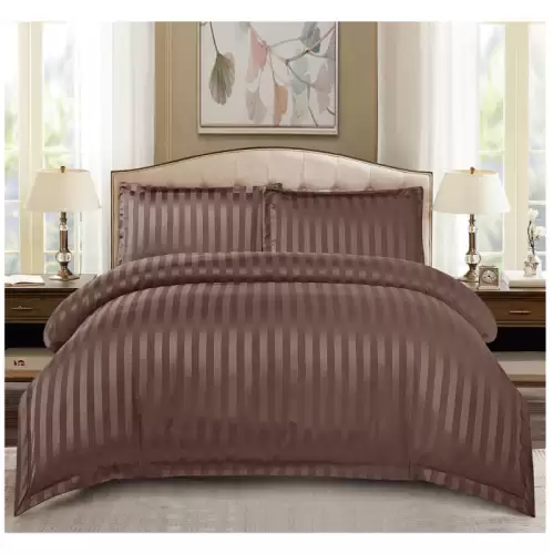 Set Lenjerie Pat Dublu, 4 Piese, Bumbac Damasc Finetat, cu Elastic