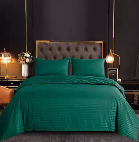 Set Lenjerie Pat Dublu, 6 Piese, Bumbac Damasc, cu Elastic