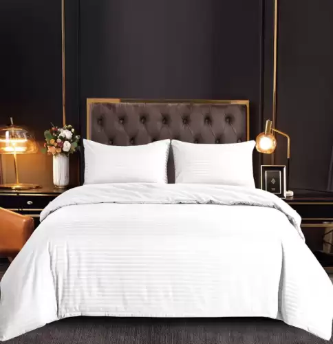 Set Lenjerie Pat Dublu, 6 Piese, Bumbac Damasc, Fara Elastic