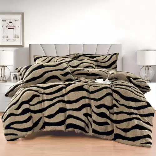 Set Lenjerie Pat Dublu Cocolino cu Cearsaf Elastic , 4 Piese Groase, Calduroase si Moi