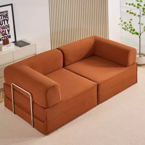 Canapea Modulara , Extensibila, cu Sustinere Ergonomica Modularis HD Foam, Catifea Reiata, Maro