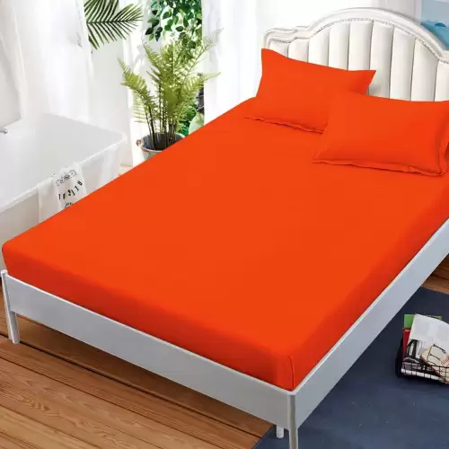 Cearsaf cu elastic, FINET, 180x200cm, 2 fete de perne 50x70cm, Portocaliu
