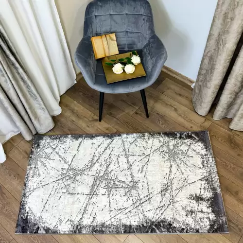 Covor Modern, Elegant, 300x400cm, gros si pufos, SHINNY V1, Gri/Alb