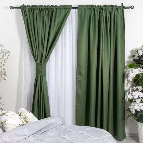 Draperie HoReCa TEXTURATA tip Bob de Orez, 140cm latime x 260cm inaltime, cu TIV LAT, Verde