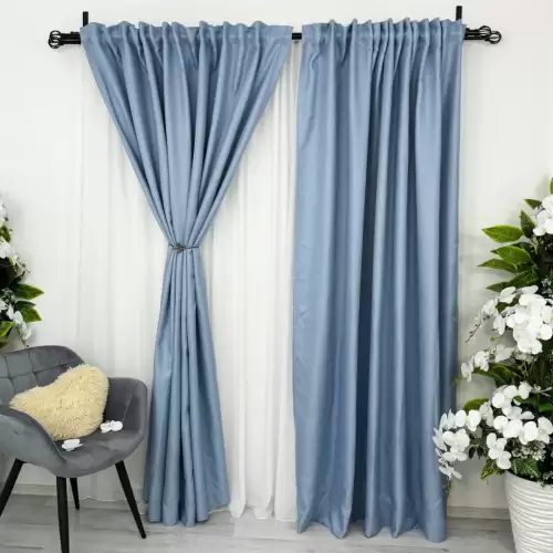 Draperie HoReCa TEXTURATA tip IN, 140cm latime x 260cm inaltime, cu TIV LAT, Bleu Ciel