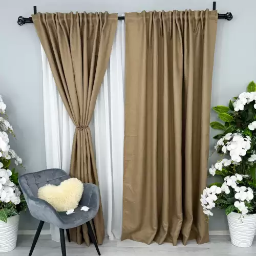 Draperie HoReCa TEXTURATA tip IN, 140cm latime x 260cm inaltime, cu TIV LAT, Cappuccino