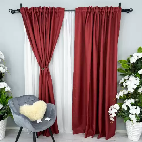 Draperie HoReCa TEXTURATA tip IN, 140cm latime x 260cm inaltime, cu TIV LAT, Visiniu