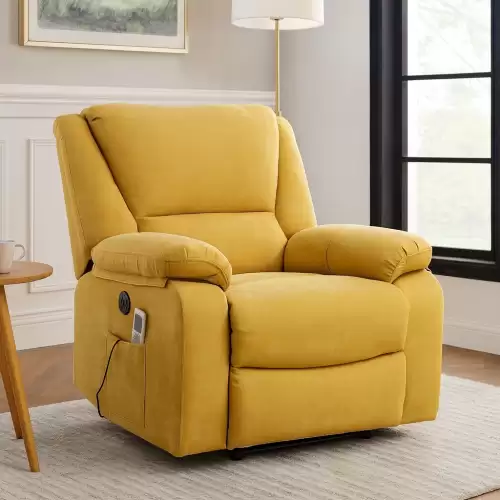 Fotoliu Cu Masaj Si Incalzire, Recliner Electric, Galben