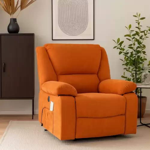 Fotoliu Cu Masaj Si Incalzire, Recliner Electric, Portocaliu