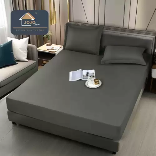 Husa de Pat Impermeabila, Jojo Home, 160x200cm, cu Fete de Perna 50x70cm, Gri inchis