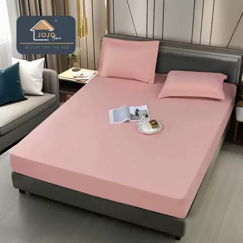 Husa de Pat Impermeabila, Jojo Home, 180x200cm, cu Fete de Perna 50x70cm, Roz