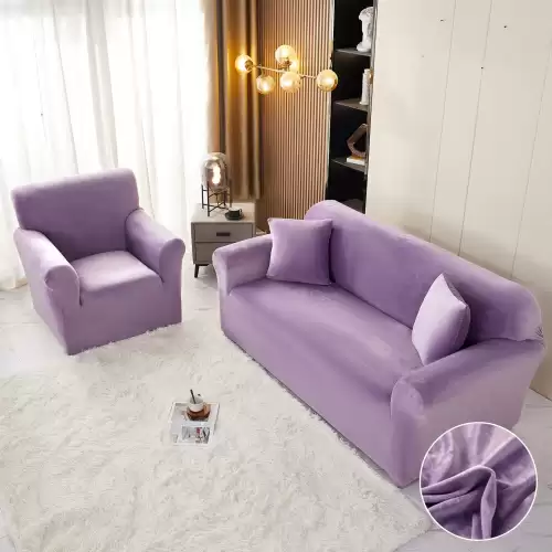 Husa Elastica, 180cm-230cm, pentru Canapea 3 Locuri - L - Jojo Home, Catifea, Lila