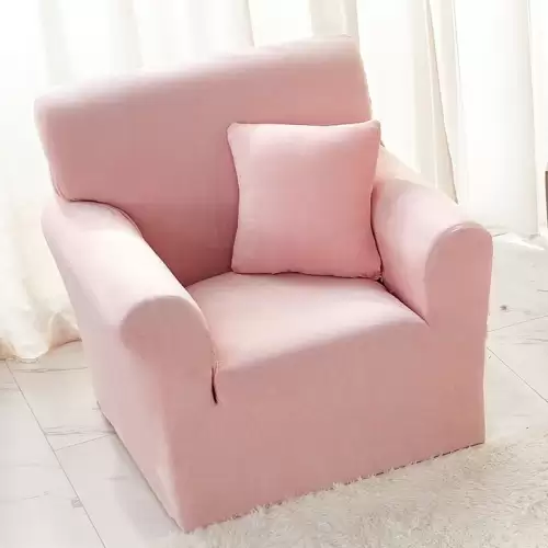 Husa Elastica, 90cm-130cm, pentru Fotoliu cu brate, Jojo Home, Catifea, Roz