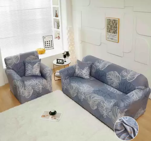 Husa Elastica Pentru Canapea 2 Locuri - M - Jojo Home, Gri, Frunze