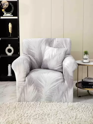 Husa Elastica Pentru fotoliu cu brate, Jojo Home, Gri, pene