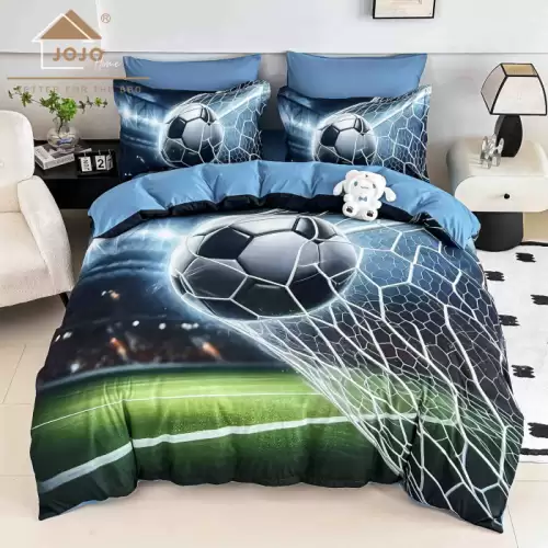 Lenjerie de Pat 140x200 cu Elastic, Imprimeu 5D, 4 Piese