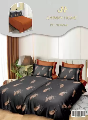 Lenjerie de Pat, 7 Piese, Bumbac Satinat Superior, cu 2 Pilote - Pene